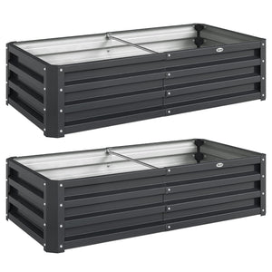 Lot de 2 carrés potagers de jardin 120 x 60 x 30,5 cm acier galvanisée gris
