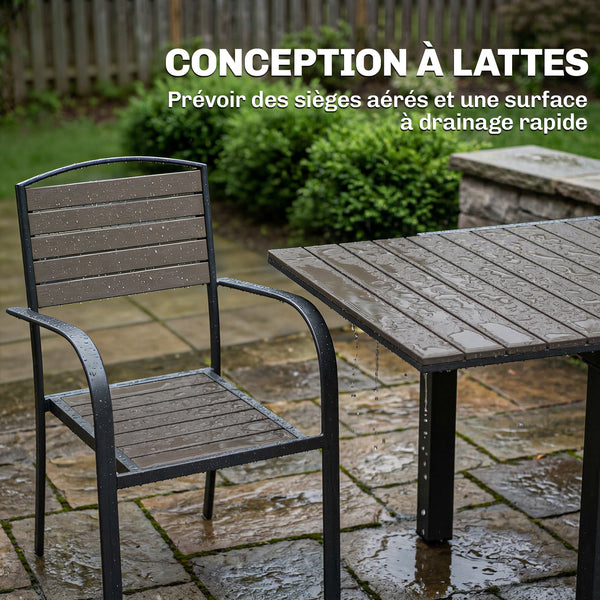 Salon de Jardin 8 Personnes - Table de Jardin Extensible 150-225cm avec Plateau Polybois et 8 Chaises - Ensemble Repas Extérieur en Aluminium pour Terrasse, Balcon et Véranda, Gris