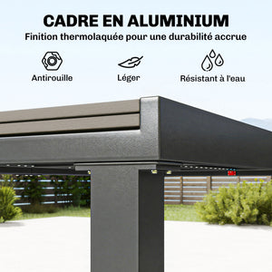 Salon de Jardin 8 Personnes - Table de Jardin Extensible 150-225cm avec Plateau Polybois et 8 Chaises - Ensemble Repas Extérieur en Aluminium pour Terrasse, Balcon et Véranda, Gris