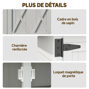 Abri de jardin Armoire de jardin pour outils 75L x 40l x 90H cm 3 étagères 2 portes Toit en asphalte imperméable Bois de sapin gris