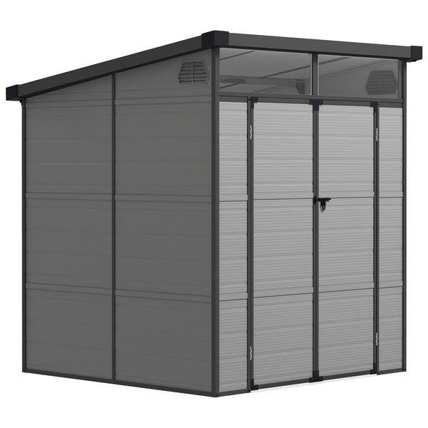Abri de jardin en polypropylène 3,24 m², cabane de jardin 190 x 191 x 215 cm, cabanon rangement outils avec fenêtres, 2 évents, double porte verrouillable, gris clair
