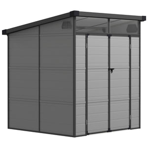 Abri de jardin en polypropylène 3,24 m², cabane de jardin 190 x 191 x 215 cm, cabanon rangement outils avec fenêtres, 2 évents, double porte verrouillable, gris clair
