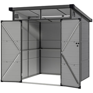 Abri de jardin en polypropylène 3,24 m², cabane de jardin 190 x 191 x 215 cm, cabanon rangement outils avec fenêtres, 2 évents, double porte verrouillable, gris clair