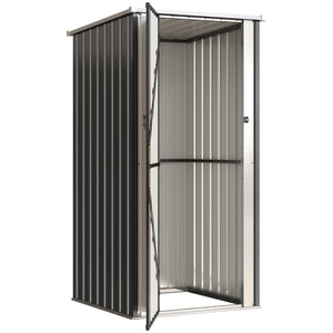 Abri de Jardin Extérieur, 0,69 m², 83x89x163 cm, Abri Métallique avec Toit Incliné, Porte avec Fermeture, Gants Inclus, pour Patio, Terrasse, Gris Foncé