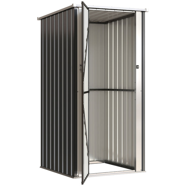 Abri de Jardin Extérieur, 0,69 m², 83x89x163 cm, Abri Métallique avec Toit Incliné, Porte avec Fermeture, Gants Inclus, pour Patio, Terrasse, Gris Foncé
