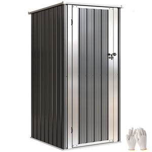 Abri de Jardin Extérieur, 0,69 m², 83x89x163 cm, Abri Métallique avec Toit Incliné, Porte avec Fermeture, Gants Inclus, pour Patio, Terrasse, Gris Foncé