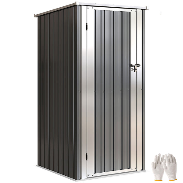 Abri de Jardin Extérieur, 0,69 m², 83x89x163 cm, Abri Métallique avec Toit Incliné, Porte avec Fermeture, Gants Inclus, pour Patio, Terrasse, Gris Foncé