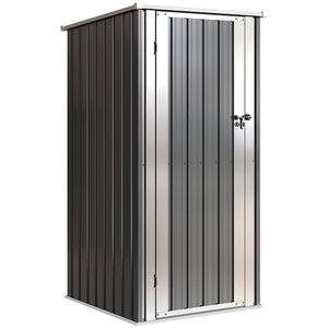 Abri de Jardin Extérieur, 0,69 m², 83x89x163 cm, Abri Métallique avec Toit Incliné, Porte avec Fermeture, Gants Inclus, pour Patio, Terrasse, Gris Foncé