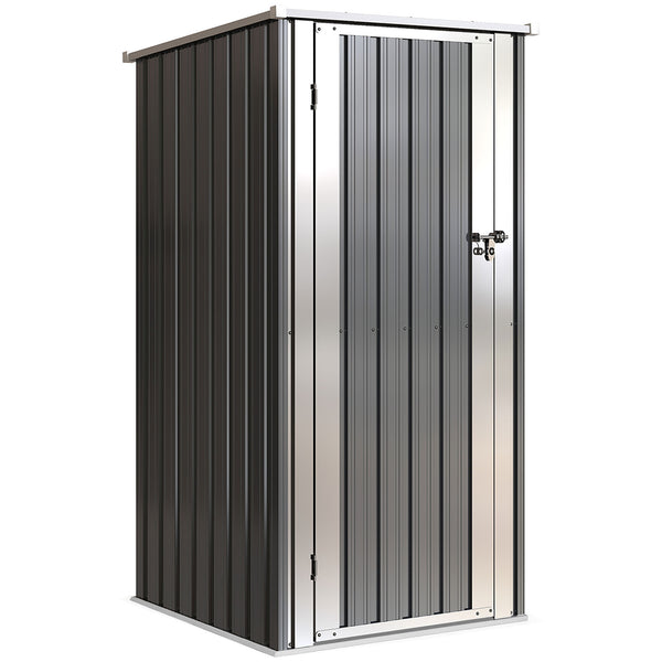Abri de Jardin Extérieur, 0,69 m², 83x89x163 cm, Abri Métallique avec Toit Incliné, Porte avec Fermeture, Gants Inclus, pour Patio, Terrasse, Gris Foncé