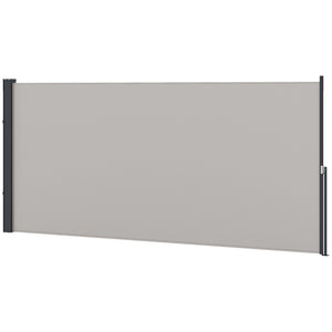 Store latéral Brise-Vue paravent rétractable dim. 3L x 1,4H m alu. Polyester Anti-UV Haute densité 180 g/m² Gris