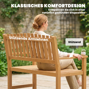 Banc de jardin 2 places en acacia FSC avec design à lattes, accoudoirs, banc jusqu'à 320 kg, pour balcon/jardin/terrasse 112 x 64 x 92 cm Bois naturel