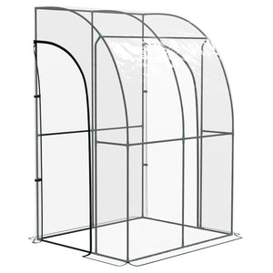 Serre de jardin adossée, serre de balcon, bâche renforcée PVC, châssis en acier, 2 portes zippées enroulables, pour légumes plantes fleurs, intérieur et extérieur, 143x118x212cm, transparent
