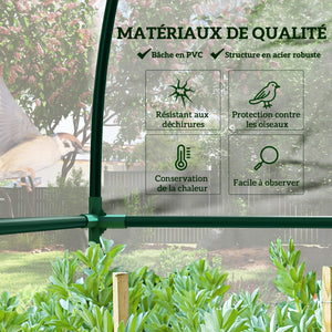 Serre de jardin adossée, serre de balcon, bâche renforcée PVC, châssis en acier, 2 portes zippées enroulables, pour légumes plantes fleurs, intérieur et extérieur, 143x118x212cm, transparent