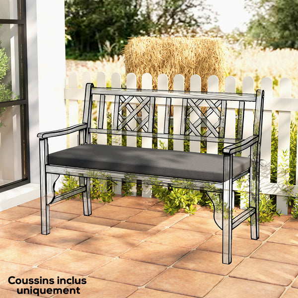 Coussin de banc, coussin pour Banc de Jardin pour l'extérieur et l'intérieur, housse amovible lavable, UPF 30+, sangles de fixation, jardin, patio, 110 x 46 x 6,5 cm, gris foncé