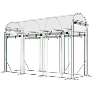 Serre tunnel de jardin 3 m², serre de jardin tunnel 295x100x197cm avec cadre en acier galvanisé, 8 portes roulantes, pour extérieur, toutes saisons, transparent