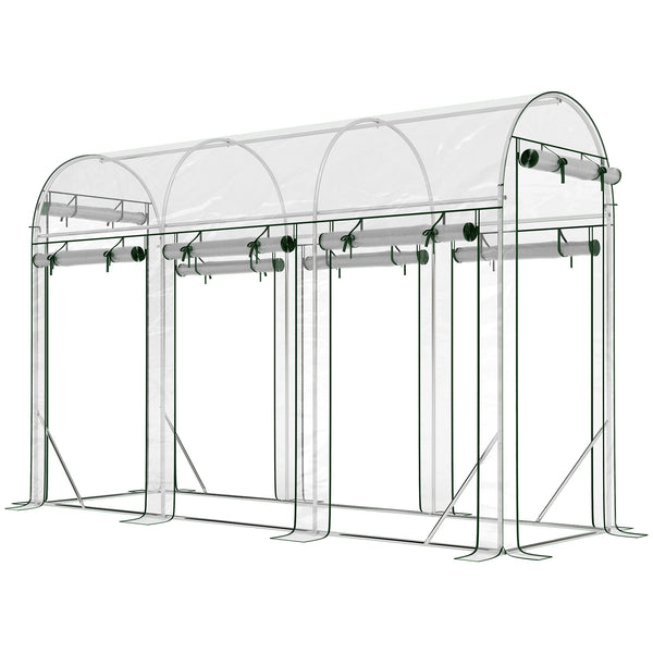 Serre tunnel de jardin 3 m², serre de jardin tunnel 295x100x197cm avec cadre en acier galvanisé, 8 portes roulantes, pour extérieur, toutes saisons, transparent