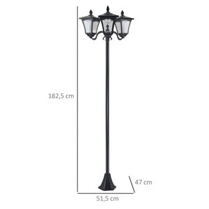 Lampadaire de jardin extérieur à LED solaire avec capteurs 3 abat-jours - H.182.5 cm - IP44