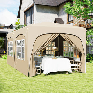 Tonnelle de jardin extérieure 3 x 6 m, tonnelle pliante pop up, hauteur réglable, sac de transport et sacs de sable, protection UPF50+, barnum pliant pour camping, festival, patio, sable