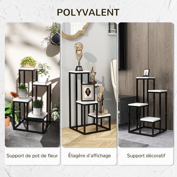 Support pour plantes étagère à fleurs 4 étagères différentes hauteurs structure acier - 34 x 34 x 66 cm