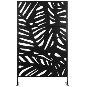 Panneau brise vue décoratif extérieur noir à motif végétal en métal - 122 x 45 x 198 cm