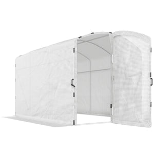 Serre tunnel de jardin 6m², serre de jardin tunnel 300x200x195cm bâche PE 220g/m², bords prolongés 50 cm, avec porte, pour extérieur, toutes saisons, légumes, fruits, fleurs, blanc