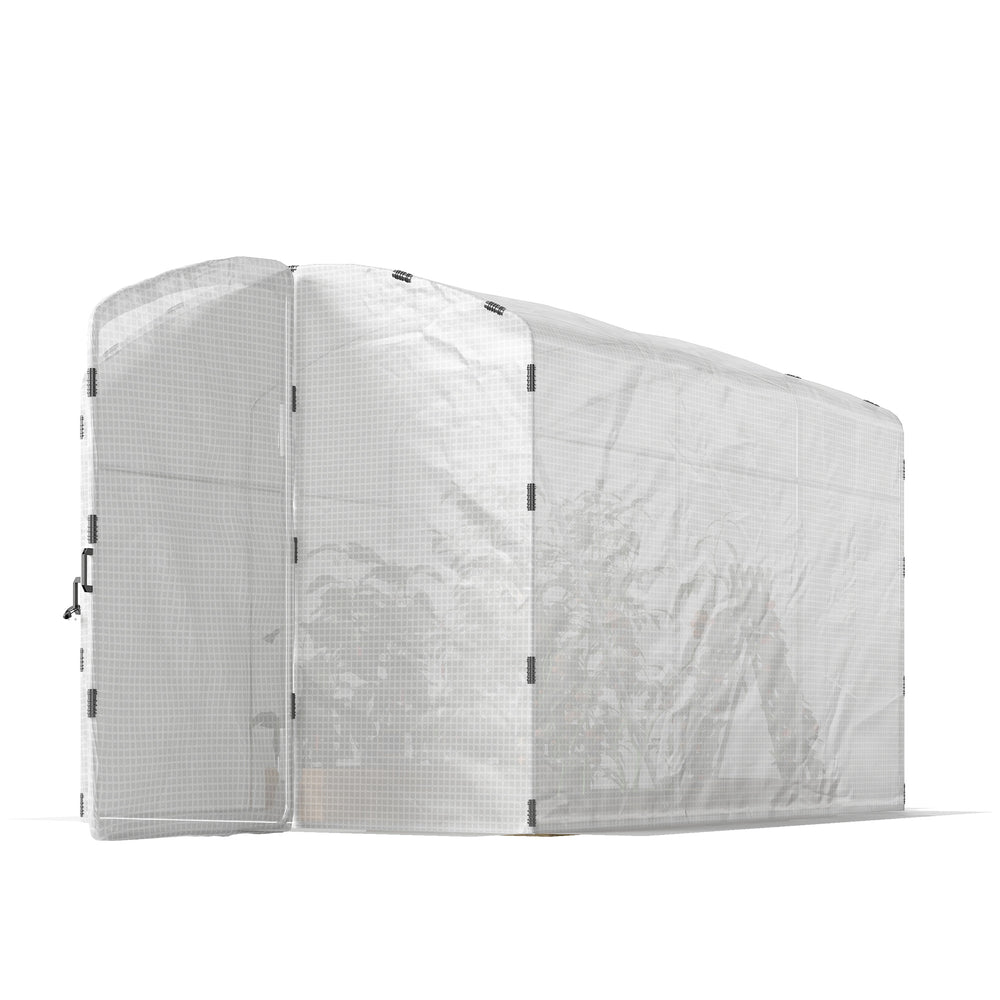 Serre tunnel de jardin 6m², serre de jardin tunnel 300x200x195cm bâche PE 220g/m², bords prolongés 50 cm, avec porte, pour extérieur, toutes saisons, légumes, fruits, fleurs, blanc
