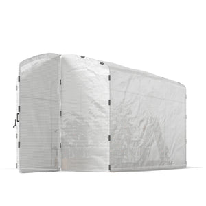 Serre tunnel de jardin 6m², serre de jardin tunnel 300x200x195cm bâche PE 220g/m², bords prolongés 50 cm, avec porte, pour extérieur, toutes saisons, légumes, fruits, fleurs, blanc