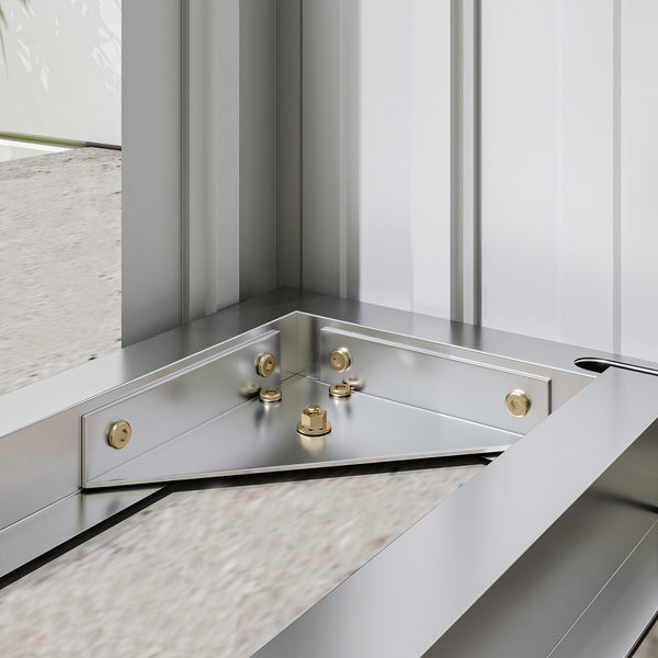 Abri-bûches Couvert en Acier Galvanisé, Support pour Bois de Chauffage Robuste, Montage Rapide, Étagère à Bûches Extérieur Plancher Surélevé Toit Incliné, 213x66,5x150cm, Gris Foncé