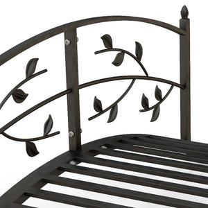 Pont de jardin - pont de bassin - décoration du jardin dim. 119L x 67l x 47H cm avec balustrade motif de vigne acier noir
