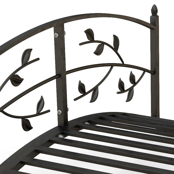 Pont de jardin - pont de bassin - décoration du jardin dim. 119L x 67l x 47H cm avec balustrade motif de vigne acier noir