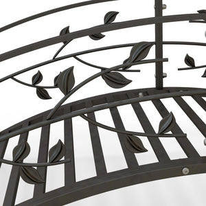 Pont de jardin - pont de bassin - décoration du jardin dim. 119L x 67l x 47H cm avec balustrade motif de vigne acier noir