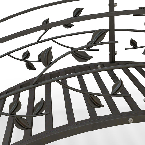 Pont de jardin - pont de bassin - décoration du jardin dim. 119L x 67l x 47H cm avec balustrade motif de vigne acier noir
