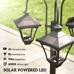 Lanterne solaire lampadaire avec jardinière réglable en hauteur 185 cm extérieure lanterne de jardin à 3 têtes contrôle de l'éclairage interrupteur IP44 lanternes solaires lampes solaires lanterne solaire pour jardin balcon