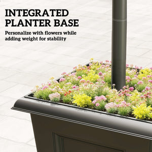 Lanterne solaire lampadaire avec jardinière réglable en hauteur 185 cm extérieure lanterne de jardin à 3 têtes contrôle de l'éclairage interrupteur IP44 lanternes solaires lampes solaires lanterne solaire pour jardin balcon