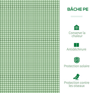 Mini Serre de Jardin mini serre tunnel serre à tomates 3L x 1l x 0,8H m Acier PE Haute densité Anti-UV 3 fenêtres avec Zip enroulables Vert