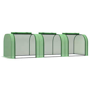 Mini Serre de Jardin mini serre tunnel serre à tomates 3L x 1l x 0,8H m Acier PE Haute densité Anti-UV 3 fenêtres avec Zip enroulables Vert