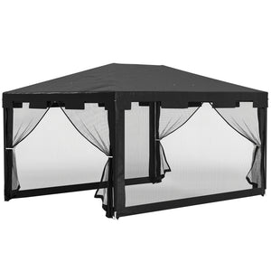 Tonnelle de jardin 3 x 4 m, barnum tente de réception avec parois latérales en maille et 2 portes, pour fêtes et mariages, gris foncé