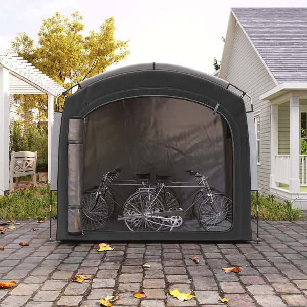 Tente de vélo pour le rangement extérieur, abri de vélo portable pour 3-4 vélos abri de jardin avec 2 poches latérales, 220 x 150 x 195 cm, noir