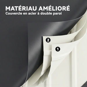 Coffre de rangement en métal 350L - boîte de jardin en acier galvanisé étanche avec double vérins à gaz - malle de rangement verrouillable pour coussins, outils et terrasse, gris anthracite