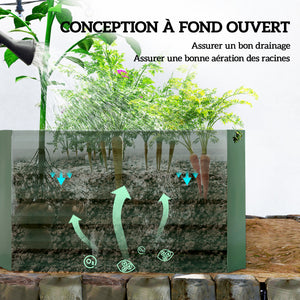 Jardinière surélevée en acier galvanisé, lit de jardin avec fond ouvert, carré potager de jardin pour légumes, fruits, fleurs, 180 x 90 x 57,5 cm, vert clair