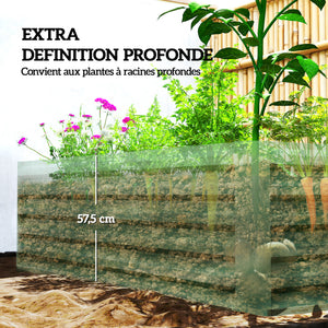 Jardinière surélevée en acier galvanisé, lit de jardin avec fond ouvert, carré potager de jardin pour légumes, fruits, fleurs, 180 x 90 x 57,5 cm, vert clair