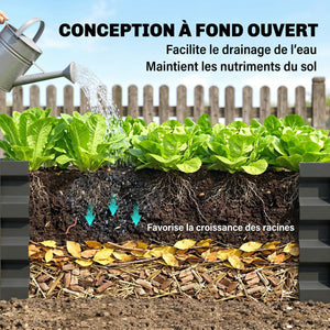 Carré potager de jardin 120 x 60 x 30,5 cm acier galvanisée gris