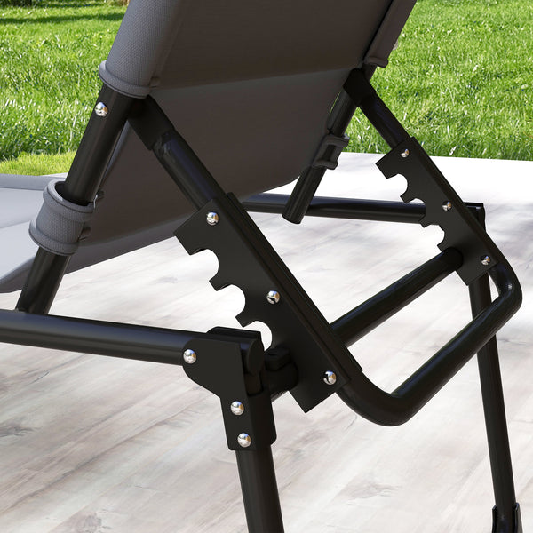 Bain de soleil, chaise longue pliante avec pare-soleil, appuie-tête en tissu Oxford, transat jardin extérieur inclinable de plage camping piscine terrasse 70 x 200 x 45 cm gris