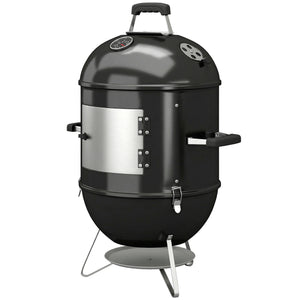 Fumoir 3 en 1, avec 3 Grilles de Cuisson Ø44 cm, Thermomètre Intégré, Ventilation Réglable, Couvercle Amovible, Poignée Isolée, Barbecue Charbon de Bois pour Camping Fêtes Pique-niques, Noir