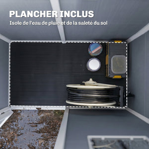 Abri de jardin 1,14 m² cabane de jardin pour outils - porte verrouillable, aération et fenêtre - dim. 151L x 92l x 193H cm  - plastique, gris