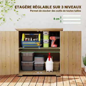 Armoire de rangement pour le jardin en bois sapin, Double Porte étagère réglable et Toit bitumé étanche - dim. 77,5L x 88l x 83/90H cm