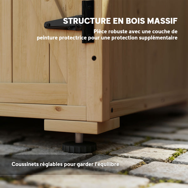 Armoire de rangement pour le jardin en bois sapin, Double Porte étagère réglable et Toit bitumé étanche - dim. 77,5L x 88l x 83/90H cm