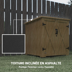 Armoire de rangement pour le jardin en bois sapin, Double Porte étagère réglable et Toit bitumé étanche - dim. 77,5L x 88l x 83/90H cm