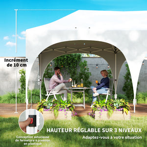 Tonnelle pliante 3x6m imperméable anti-UV, barnum avec 6 parois & 6 sacs de sable - tente de réception 12 trous de drainage - pavillon pop-up, 4 fenêtres église pour mariage, marché - blanc