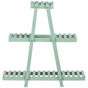 Étagère à plantes en bois étagère à fleurs support de pots de fleurs 3 niveaux de rangement - 76 x 26 x 76 cm - vert